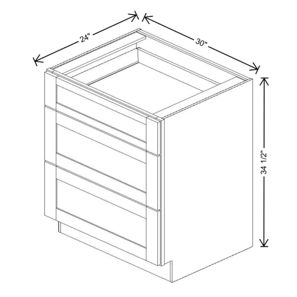 Fabuwood Allure Galaxy Mocha 30″ W X 34 1/2″ H X 24″ D 3 Drawer Base Cabinet