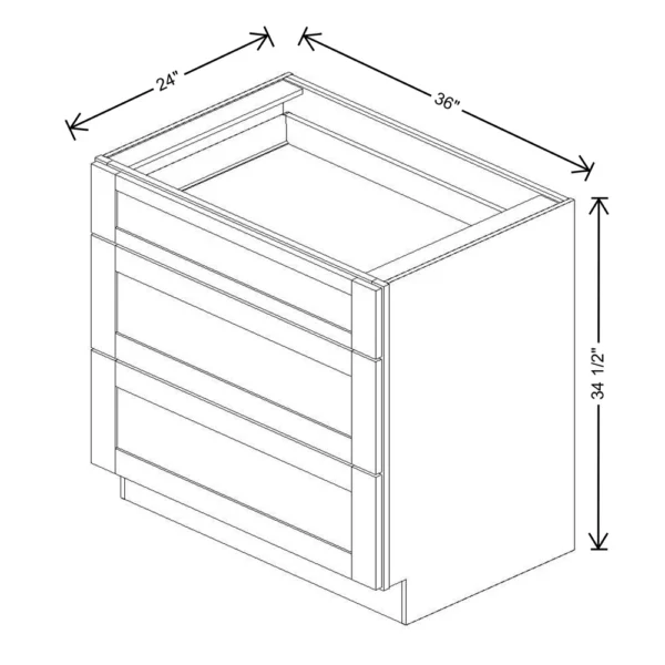 Fabuwood Allure Galaxy Mocha 36″ W X 34 1/2″ H X 24″ D 3 Drawer Base Cabinet