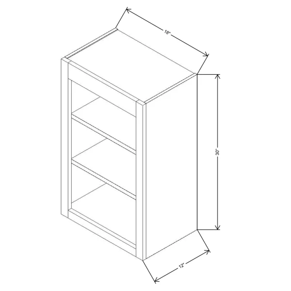 Fabuwood Allure Galaxy Cobblestone 18″ W X 30″ H X 12″ D Wall Open Shelf Cabinet