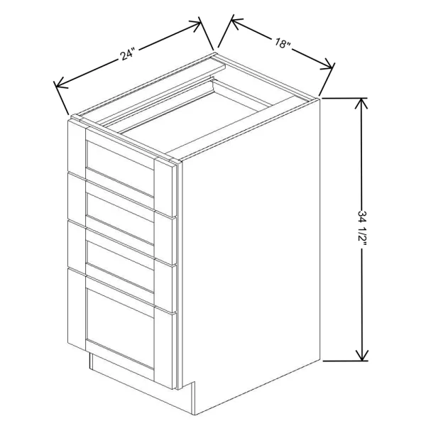 Fabuwood Allure Galaxy Cobblestone 18″ W X 34 1/2″ H X 24″ D 4 Drawer Base Cabinet