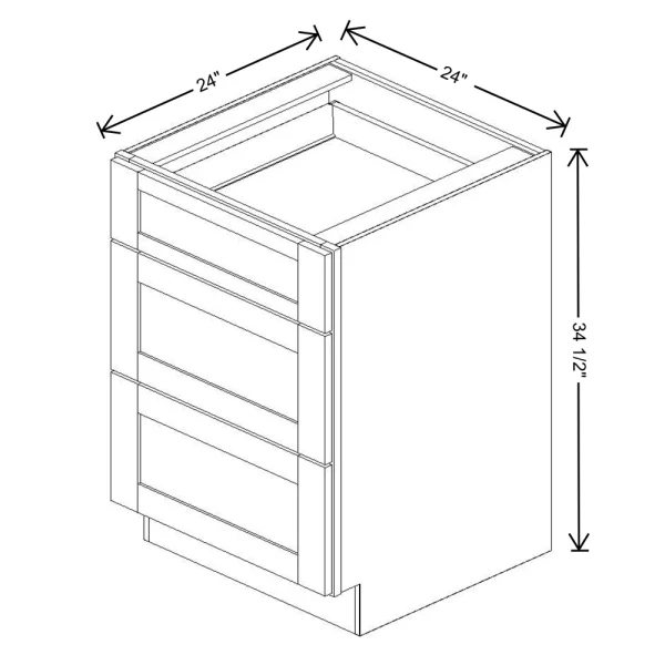 Fabuwood Allure Galaxy Cobblestone 24″ W X 34 1/2″ H X 24″ D 3 Drawer Base Cabinet
