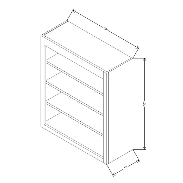 Fabuwood Allure Galaxy Cobblestone 30″ W X 36″ H X 12″ D Wall Open Shelf Cabinet