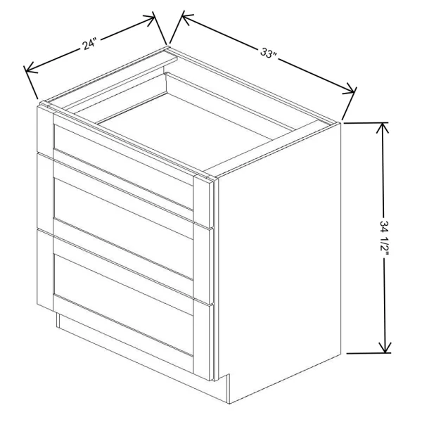 Fabuwood Allure Galaxy Cobblestone 33″ W X 34 1/2″ H X 24″ D 3 Drawer Base Cabinet