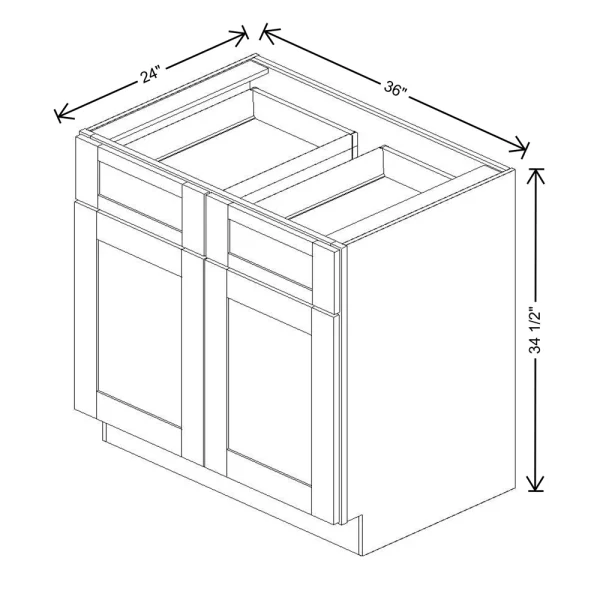 Fabuwood Allure Galaxy Cobblestone 36″ W X 34 1/2″ H X 24″ D Double Door Base Cabinet