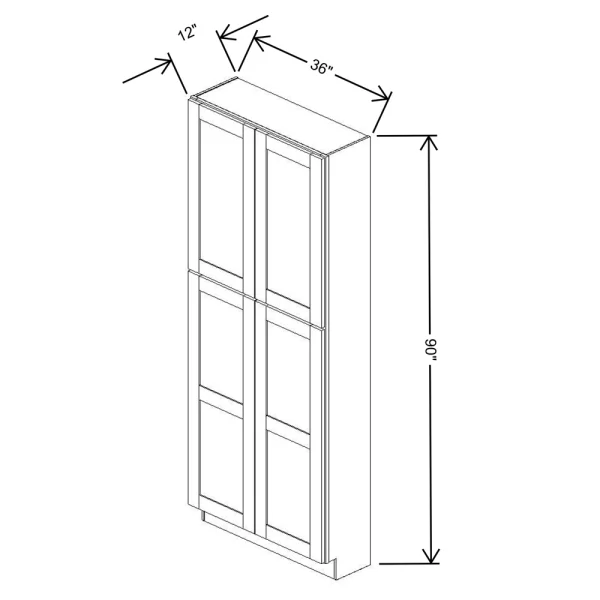 Fabuwood Allure Galaxy Cobblestone 36″ W X 90″ H X 12″ D Tall Pantry Cabinet