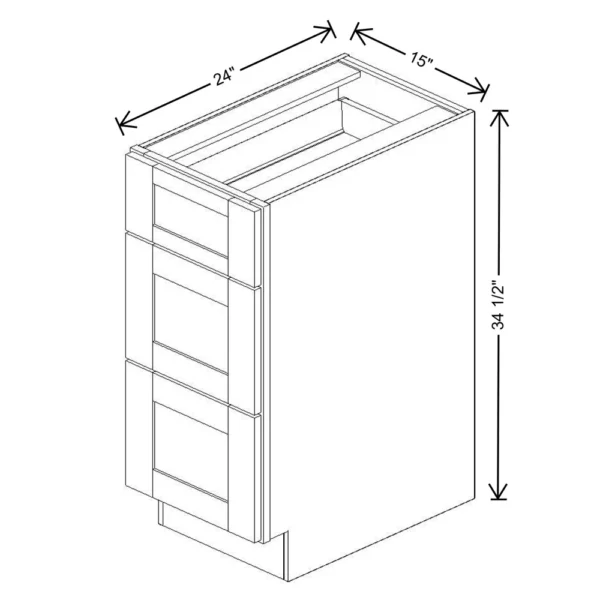 Fabuwood Allure Galaxy Desert Oak 15″ W X 34 1/2″ H X 24″ D 3 Drawer Base Cabinet