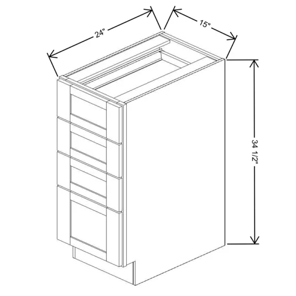 Fabuwood Allure Galaxy Desert Oak 15″ W X 34 1/2″ H X 24″ D 4 Drawer Base Cabinet