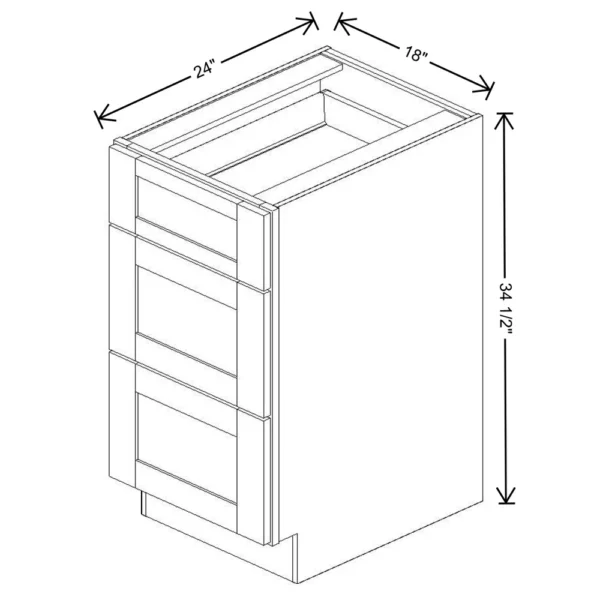 Fabuwood Allure Galaxy Desert Oak 18″ W X 34 1/2″ H X 24″ D 3 Drawer Base Cabinet