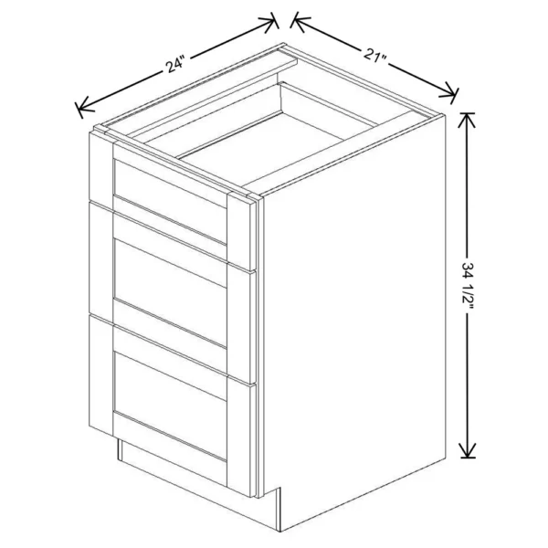Fabuwood Allure Galaxy Desert Oak 21″ W X 34 1/2″ H X 24″ D 3 Drawer Base Cabinet