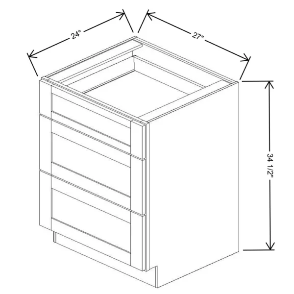 Fabuwood Allure Galaxy Desert Oak 27″ W X 34 1/2″ H X 24″ D 3 Drawer Base Cabinet
