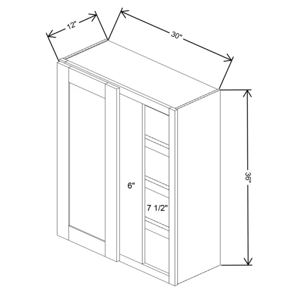 Fabuwood Allure Galaxy Desert Oak 30″ To 33″ W X 36″ H X 12″ D Single Door Blind Corner Wall Cabinet