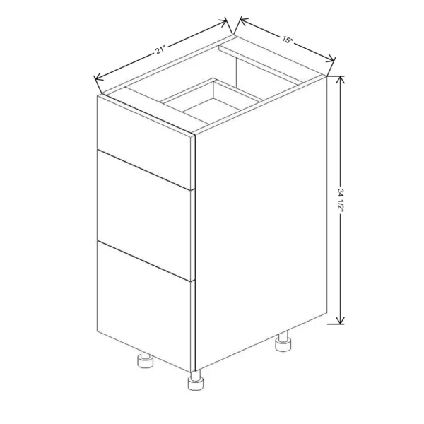Fabuwood Ovela Tuscany Antracita 15″ W X 34 1/2″ H X 21″ D 3 Drawer Vanity Base Cabinet