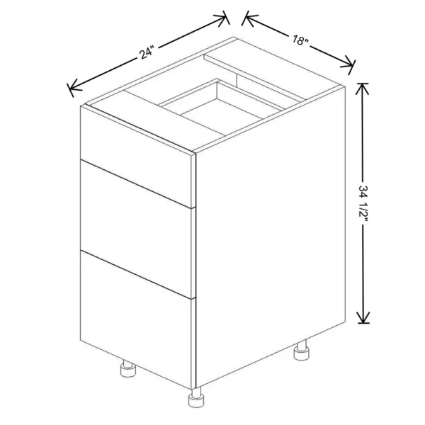 Fabuwood Ovela Tuscany Antracita 18″ W X 34 1/2″ H X 24″ D 3 Drawer Base Cabinet
