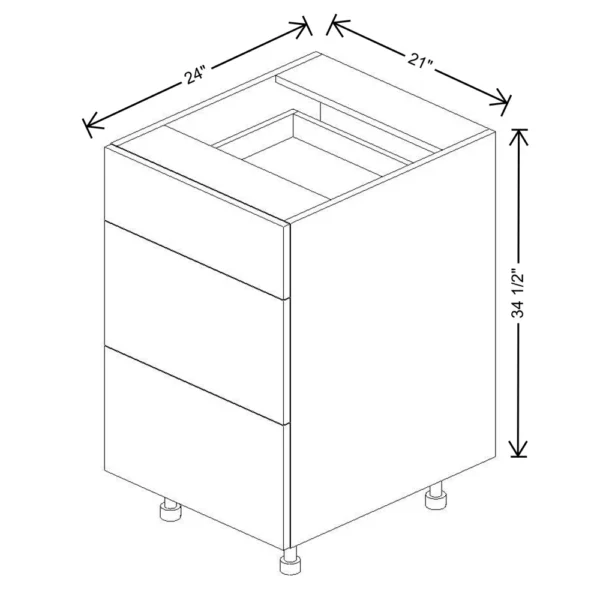 Fabuwood Ovela Tuscany Antracita 21″ W X 34 1/2″ H X 24″ D 3 Drawer Base Cabinet