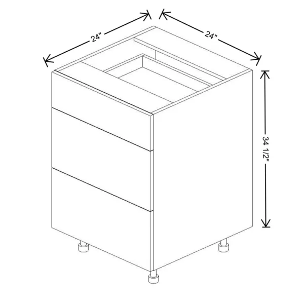 Fabuwood Ovela Tuscany Antracita 24″ W X 34 1/2″ H X 24″ D 3 Drawer Base Cabinet