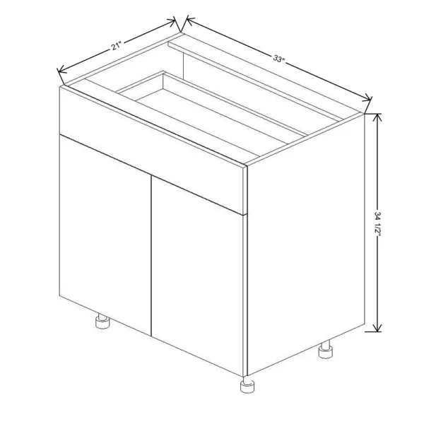 Fabuwood Ovela Tuscany Antracita 33″ W X 34 1/2″ H X 21″ D Double Door Vanity Base Cabinet