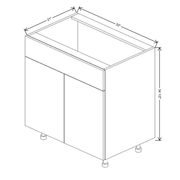 Fabuwood Ovela Tuscany Antracita 33″ W X 34 1/2″ H X 21″ D Double Door Vanity Sink Base Cabinet