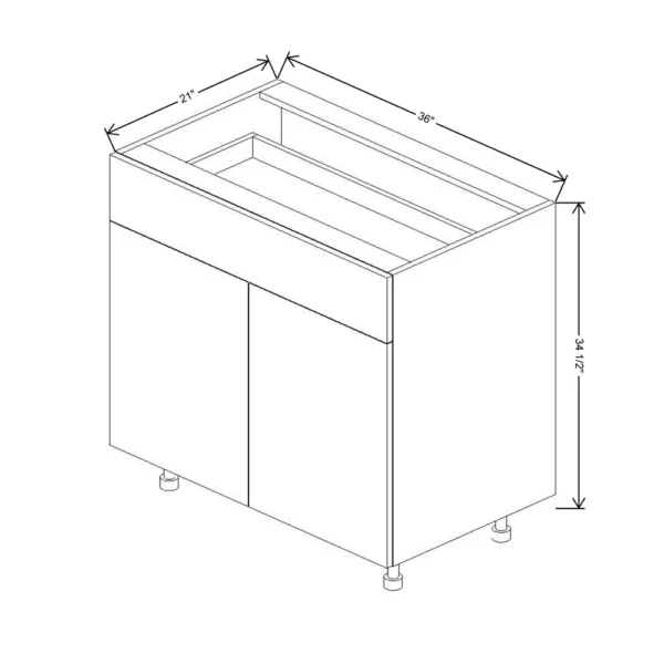 Fabuwood Ovela Tuscany Antracita 36″ W X 34 1/2″ H X 21″ D Double Door Vanity Base Cabinet